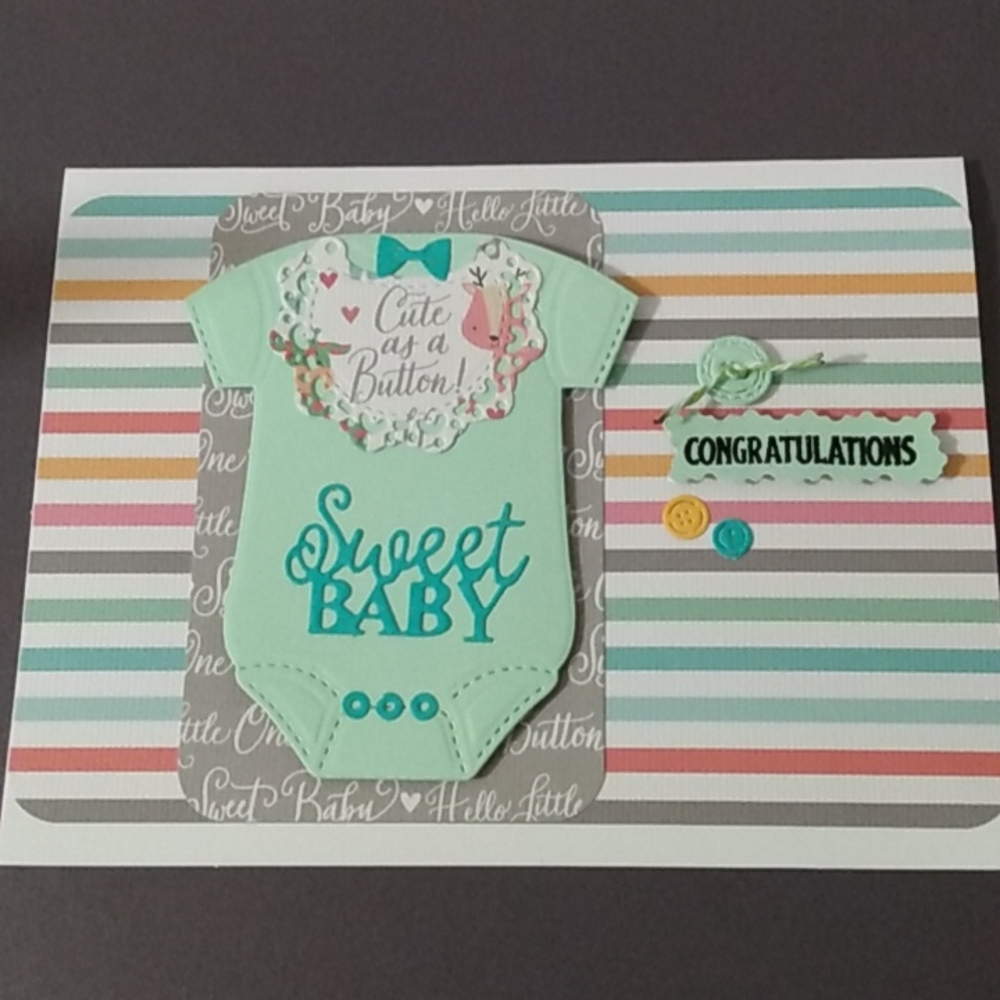 5 x 6 1/2 inch Handmade Baby Onesie Greeting Card